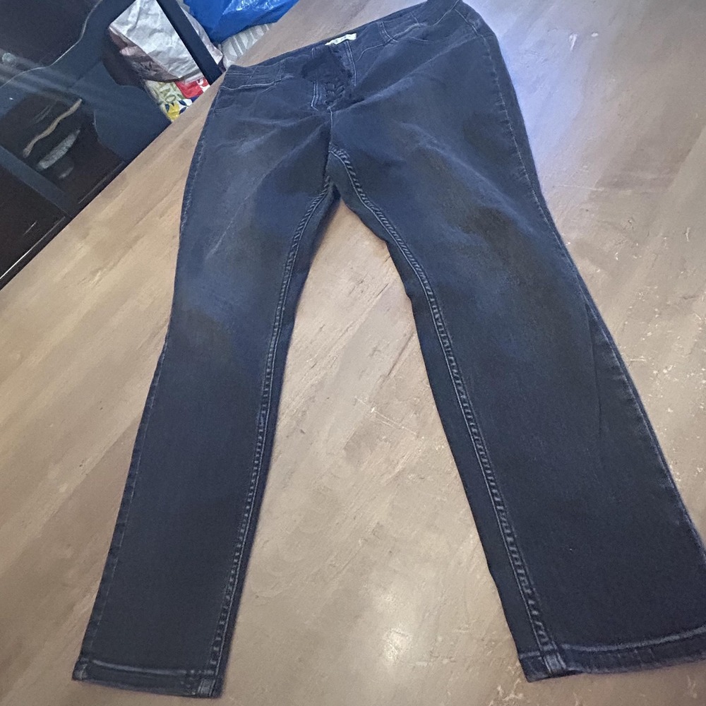 We The Free Jeans Womens 34 Black Lace Up Front High Rise Stretch Denim